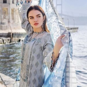 LAWN COTTON CHICKEN KARI Suit With SILK Dupatta 4 sided lace attached (ready 2 wear) duppatta  Dyed Plain Cotton Trouser