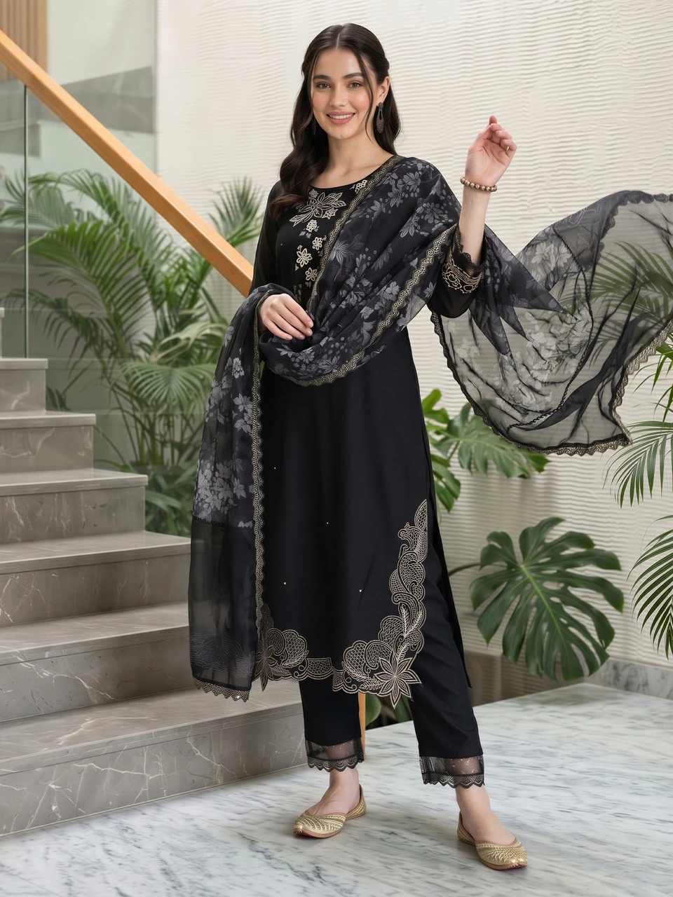 Indo Era Women Viscose Rayon Kurta Pant Dupatta Set - Image 3